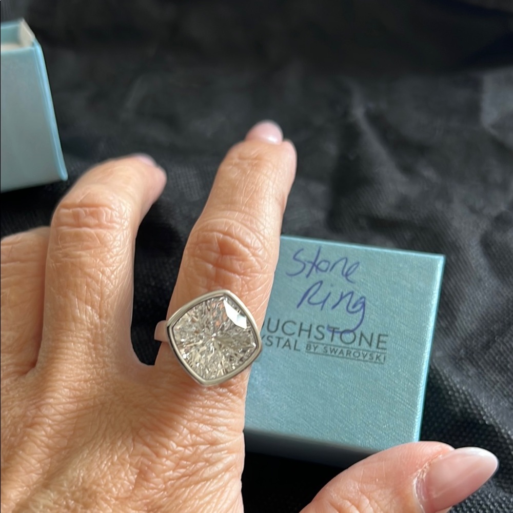 Touchstone Crystal Silver and White Ring